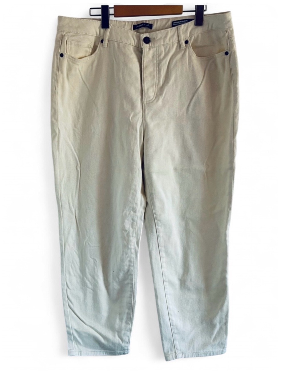 Joe Fresh Light Cream Ivory Off-White Cropped Straight-Leg Jeans 16W